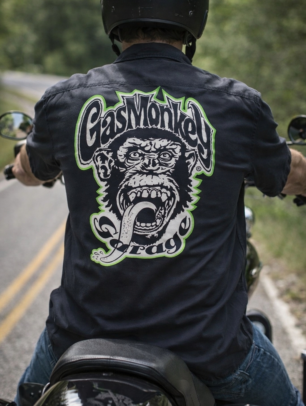 Gas Monkey Garage Button Up Shirt XL Black Short Sleeve Graphic Dallas Texas